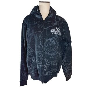 Patagonia Sur World’s End Ushuaia Map Print Graphic Zip Up Hoodie Unisex…